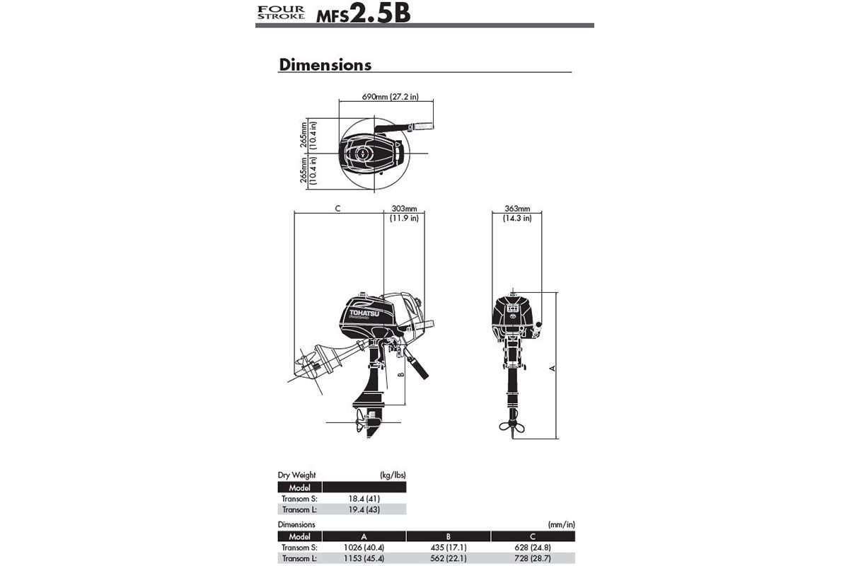 Tohatsu MFS 2.5 pk fourstroke | Buitenboordmotor